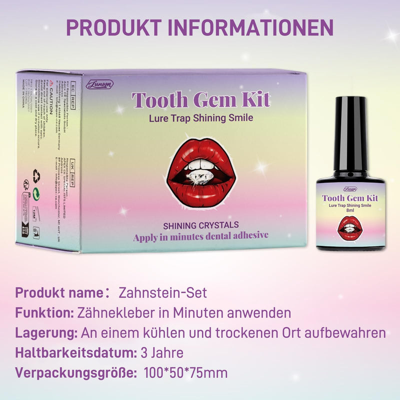 [Australia] - Tpyag Tooth Gem Kit, Tooth Gemstone Set, DIY Krystal Decoration for Tooth, Shinning Tooth Removable Tooth Ornaments, Jewelry Accessories for Tooth with Glue, for Party Daliy Life, Tooth Jewelry Glue (B) B 