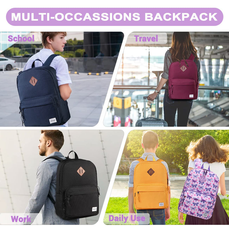 RAVUO Lightweight Butterfly School Backpack Bookbag and Kids Duffle Dance Weekender Travel Bag Set for Girls