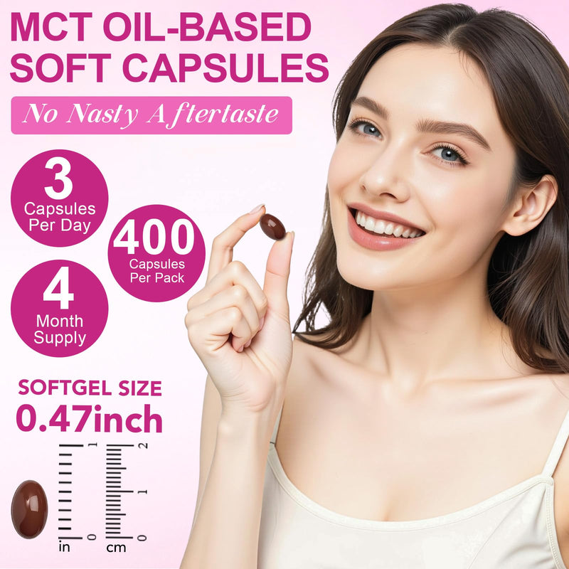 Biotin Hair Growth Supplement, Hair, Skin and Nails Vitamins Softgels, 22 in 1 5000 mcg Biotin, Collagen, Hyaluronic Acid, Keratin, Argan Oil, Vitamins A, C, E, & Complete B Vitamins- 400 Softgels