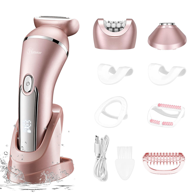 [Australia] - Hatteker Electric Shaver 3-in-1 Suitable for Face Chin Arms Legs Armpits Portable Painless Wireless Bikini Electric IPX7 USB Charging Dry and Wet Dual-Use 