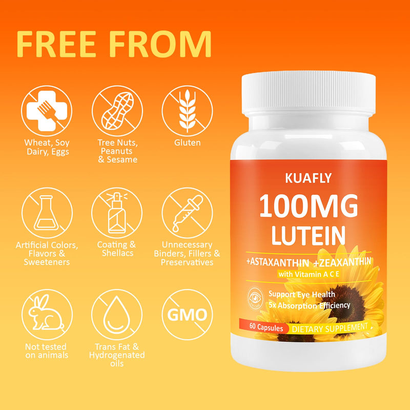 Lutein and Zeaxanthin Supplements with Astaxanthin 50MG Eye Vitamins - Premium Lutein for Eye Vision Support 60 Capsules 60 Count (Pack of 1)
