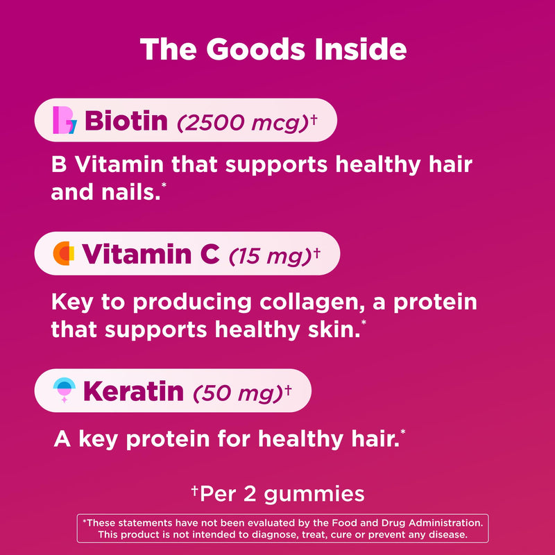 OLLY Hair Skin and Nails Gummies, Undeniable Beauty, Biotin - 60 Count 60 Count (Pack of 1)
