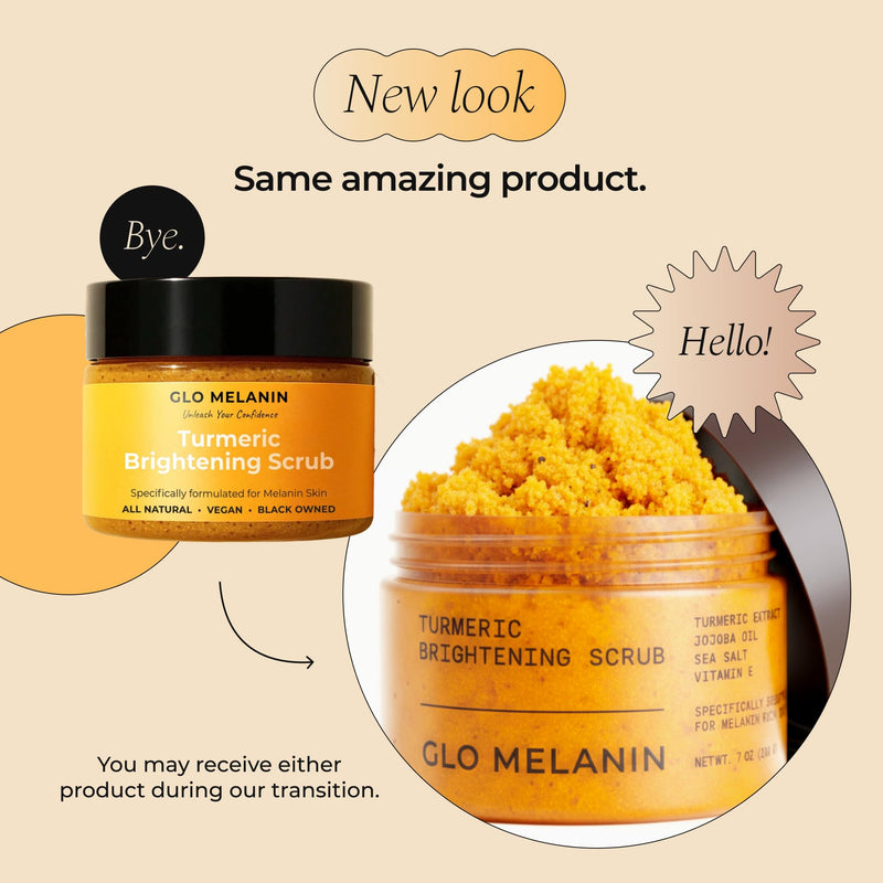 Glo Melanin Turmeric Brightening Scrub for Dark Spots [4 oz] | Includes Jojoba Oil - Sea Salt & Vitamin E, Brightening for Inner Thighs - Bikini Area - Underarms, Natural, Exfoliating 7 Ounce (Pack of 1)