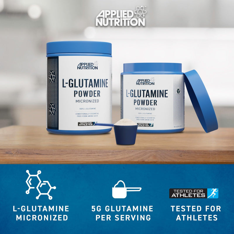 Applied Nutrition L Glutamine Powder - Amino Acid, Muscle Strength & Recovery, Boosts Immune System, Unflavoured (250g - 50 Servings) 50 Servings (250 g) (Pack of 1)