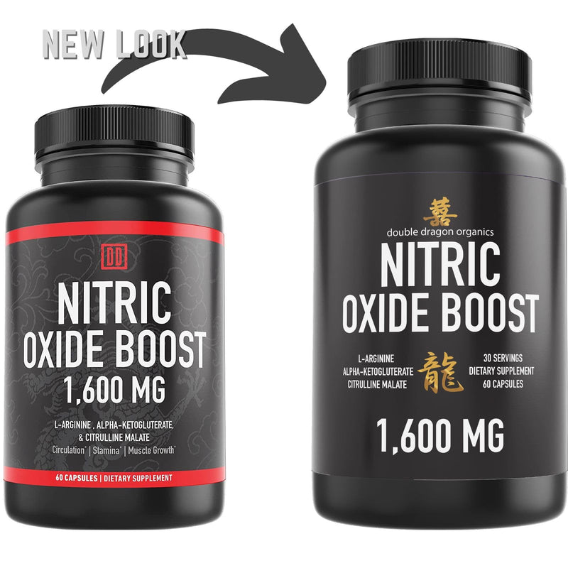 [Australia] - Nitric Oxide Booster Supplement, 1600mg Extra Strength L-Arginine, Citrulline Malate, and Alpha-Ketoglutarate (60 Count, 1 Bottle) 60 Count (1 Bottle) 