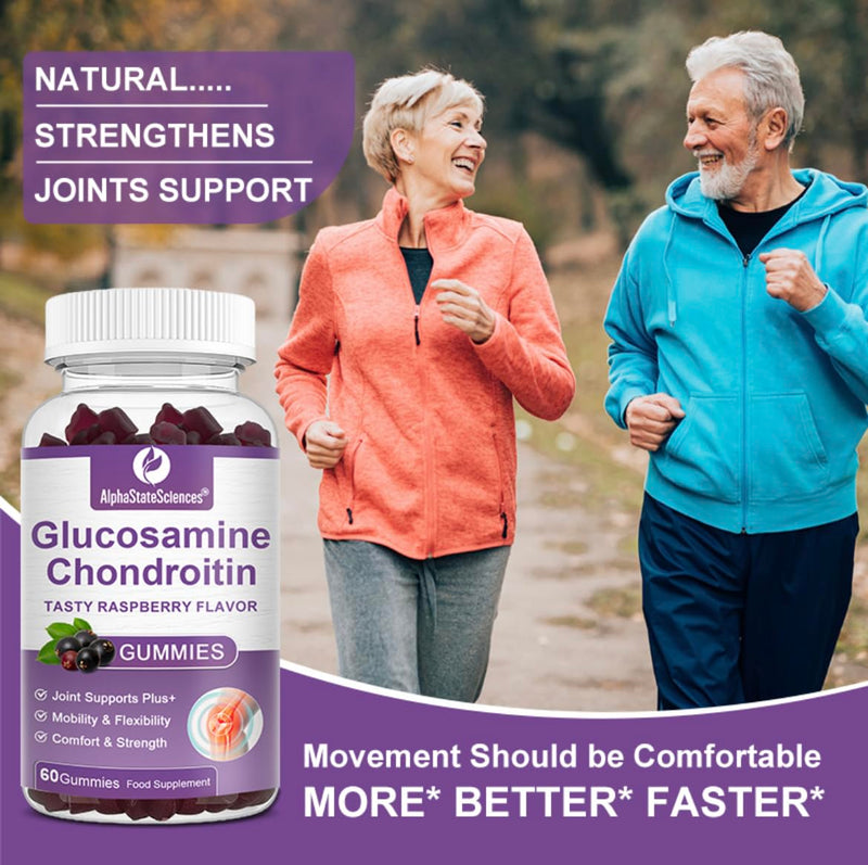 Raspberry Bliss Glucosamine Chondroitin Gummies 1500mg High Strength - 60 Gummies