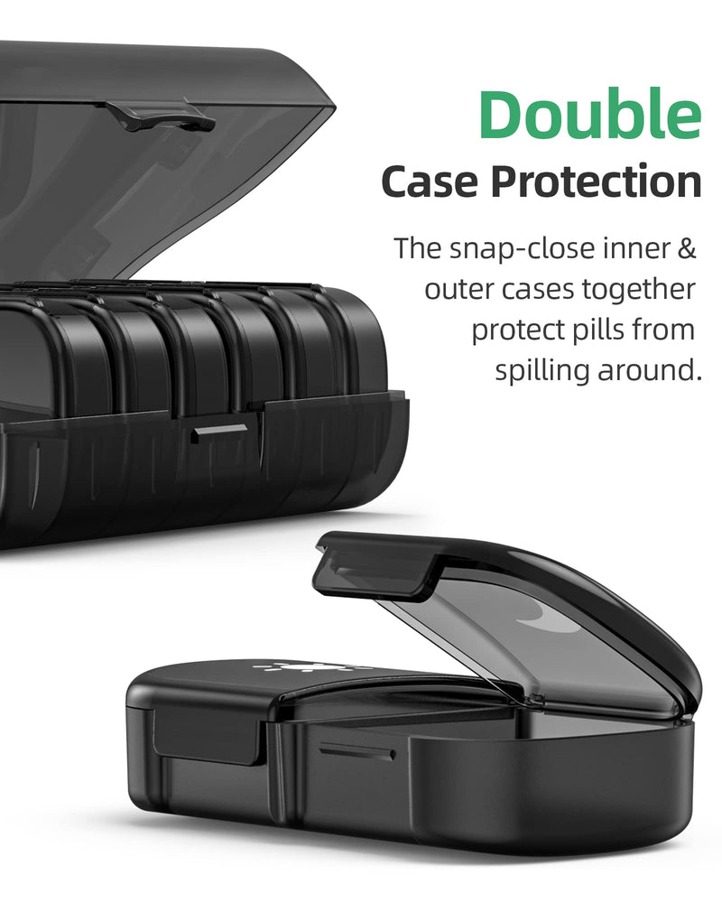 [Australia] - PULIV Extra Large Weekly Pill Organizer 2 Times a Day, One-Side Open Pill Box 7 Day for Easy Filling, Black Privacy Protection AM PM Pill Case for Vitamins, Medication, Supplements, Fish Oils Black 