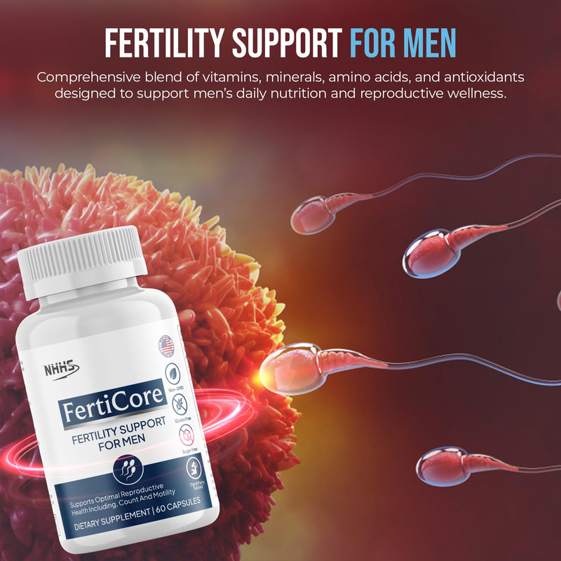 FertiCore Men's Fertility & Reproductive Wellness Supplement | Supports Sperm Health, Motility & Vitality, With Vitamins, Minerals, Amino Acids & Antioxidants, Made in USA, 60 Capsules