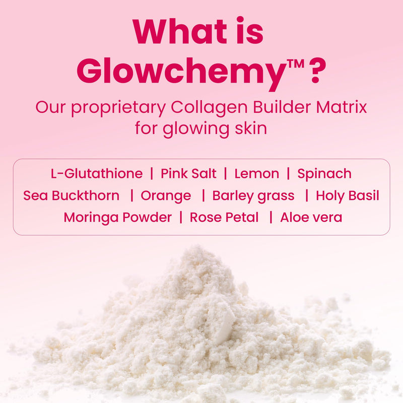 3g Creatine Monohydrate Powder with Glowchemy Collagen Builder, Glutathione, Hyaluronic Acid & Biotin | Creatine and Collagen Powder for Women | Mango Passion Flavor 30 Serving