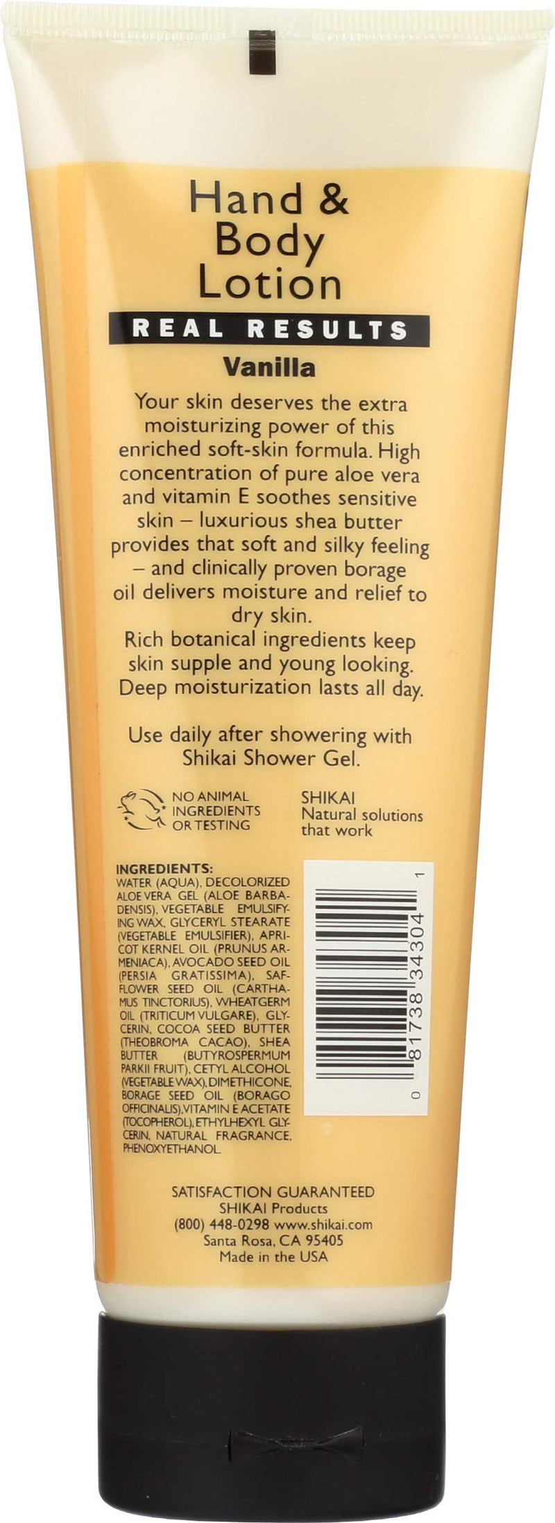 ShiKai Hand & Body Lotion (Vanilla, 8oz) | Daily Moisturizing Skincare for Dry and Cracked Hands | With Aloe Vera & Vitamin E Vanilla 8 Fl Oz (Pack of 1)