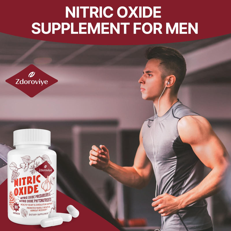 [Australia] - Nitric Oxide Supplement for Men, Nitric Oxide Precursor & Phytonutrient Complex for Heart, Immune- 90 Capsules (2 Pack) 90 Count (Pack of 2) 