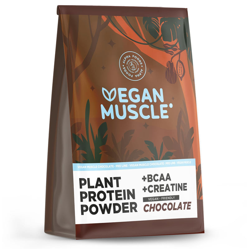 [Australia] - Vegan Protein Powder + Creatine + BCAA | Chocolate | 600g protein powder | Premium quality protein | Made in Germany | Alpha Foods 