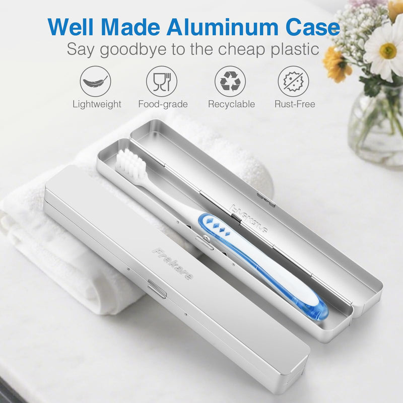 [Australia] - Toothbrush Travel Case Aluminum, Manual Tooth Brush Holder for Traveling, Portable Toothbrush Container for Bathroom, Camping, Business Trip, School (Silver) Silver 