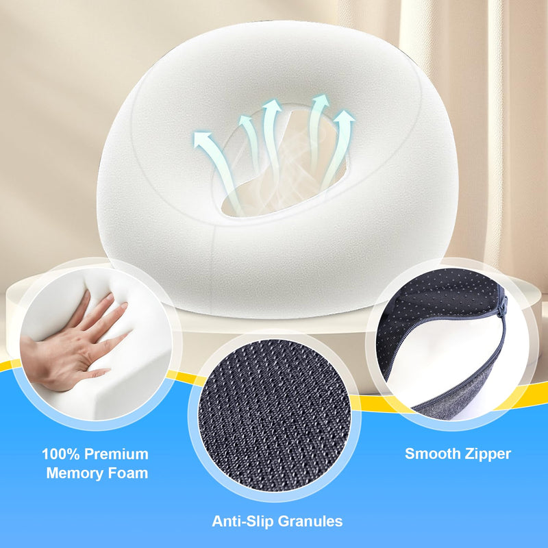 Face Down Pillows for Massage Table, Massage Headrest for Bed, Face Cradle for Spa, BBL Pillow After Surgery Post Eye Surgery Recovery & Vitrectomy Recovery Equipment Removable Cover DarkGrey