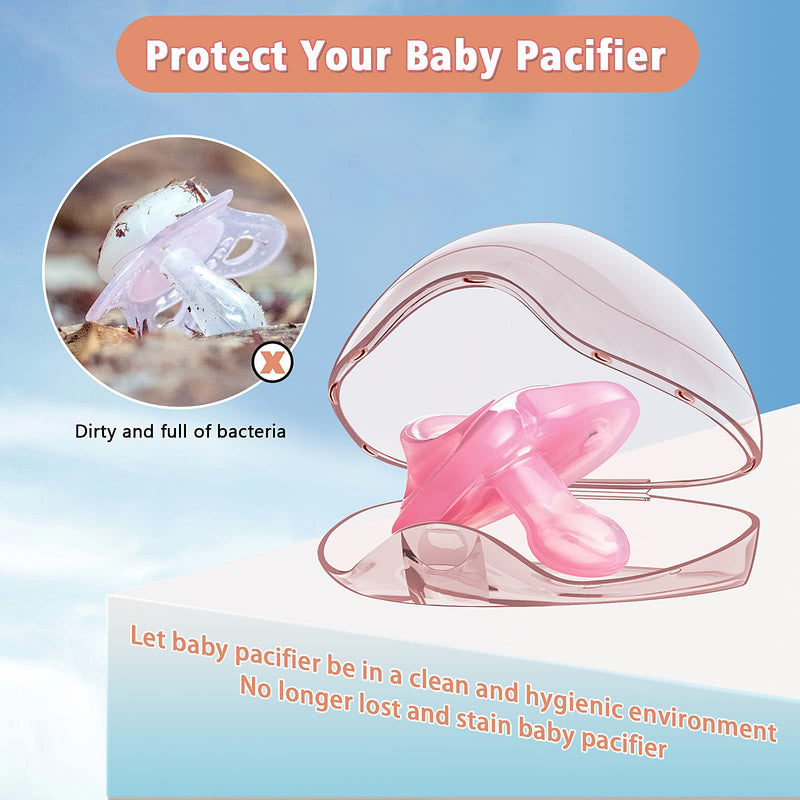 [Australia] - Smlpuame Pacifier Case,4 Pack BPA Free Pacifier Holder Case,Transparent Container Box for Baby Binky（Not Included),Essential Pacifier Accessories,Alway Keep Paci Clean,Easy to Clean(Pink) Pink 4 Pack 