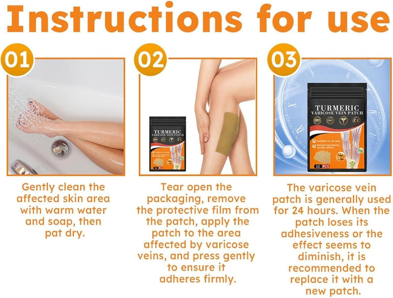 [Australia] - Furzero turmeric varicose vein plaster, Furzero varicose vein plaster, turmeric varicose vein plaster, turmeric plaster for varicose veins, promotes blood circulation (48 PIECES) 