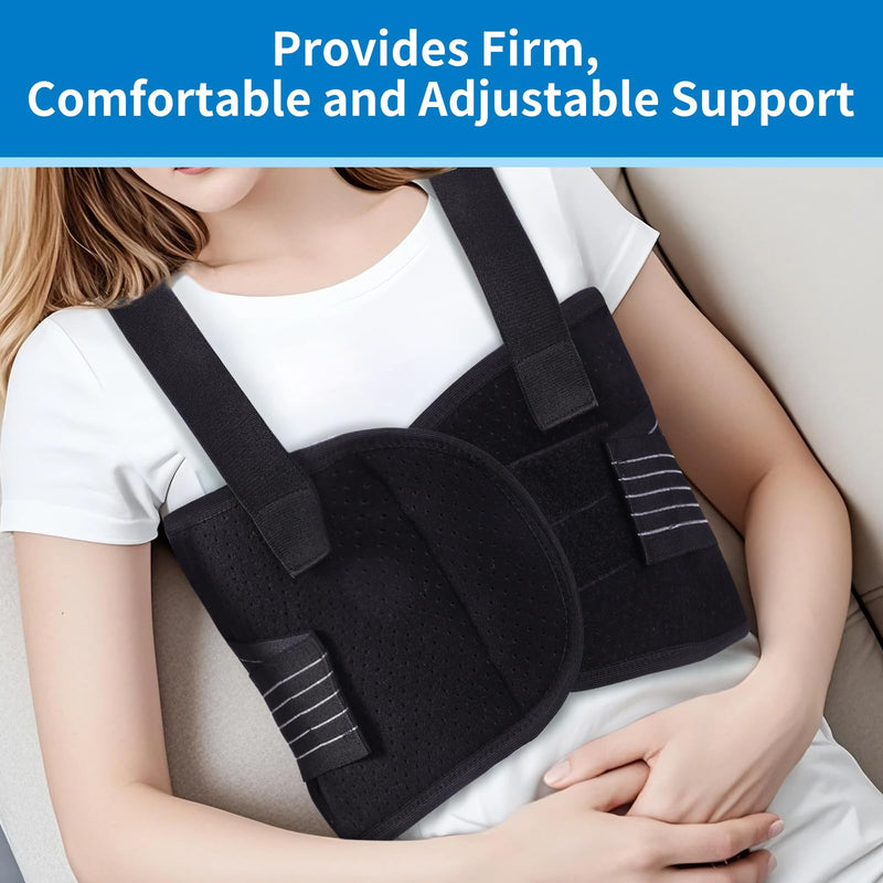 Rib Brace Broken Rib Belt,Elastic Rib Support Brace for Men and Women's Chest,Suitable for Rib Fractures,Dislocations,and Sternum Injuries,Reducing Chest Pain and Rib Pain(Black，M) Medium Black