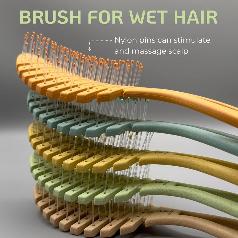 2 Pack - Inatekpro 100% Bio-Friendly Natural Wheat Straw Detangling Brush - Ultra-soft Bristles Detangler Brush For Curly, Straight, Wet & Dry Hair (Green & Orange) Green & Orange