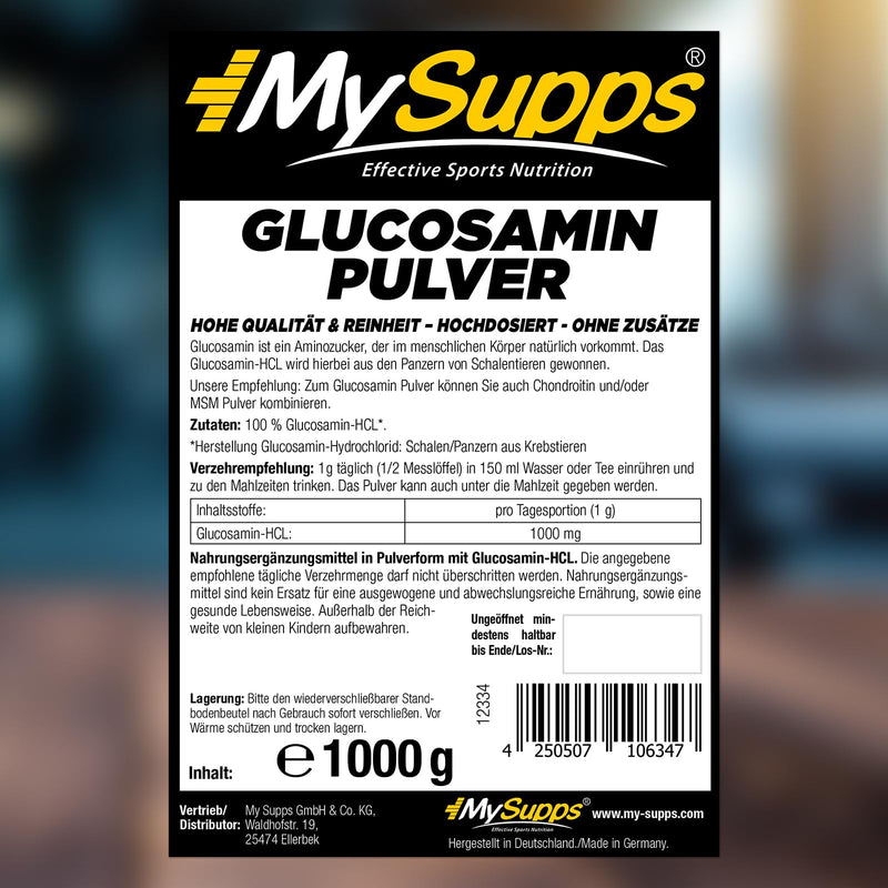 [Australia] - My Supps 1000g glucosamine powder with 100% pure glucosamine HCL - glucosamine sulfate powder vegan & high dosage - glucosamine powder made in Germany 