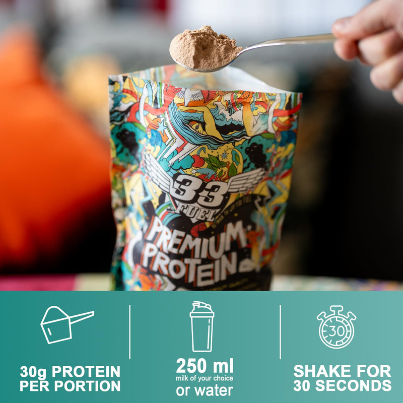 33Fuel Plant-Based Protein Powder – 30g Protein for Muscle Growth, Vegan with Antioxidants for Gut Health – Chocolate Flavour – 582g