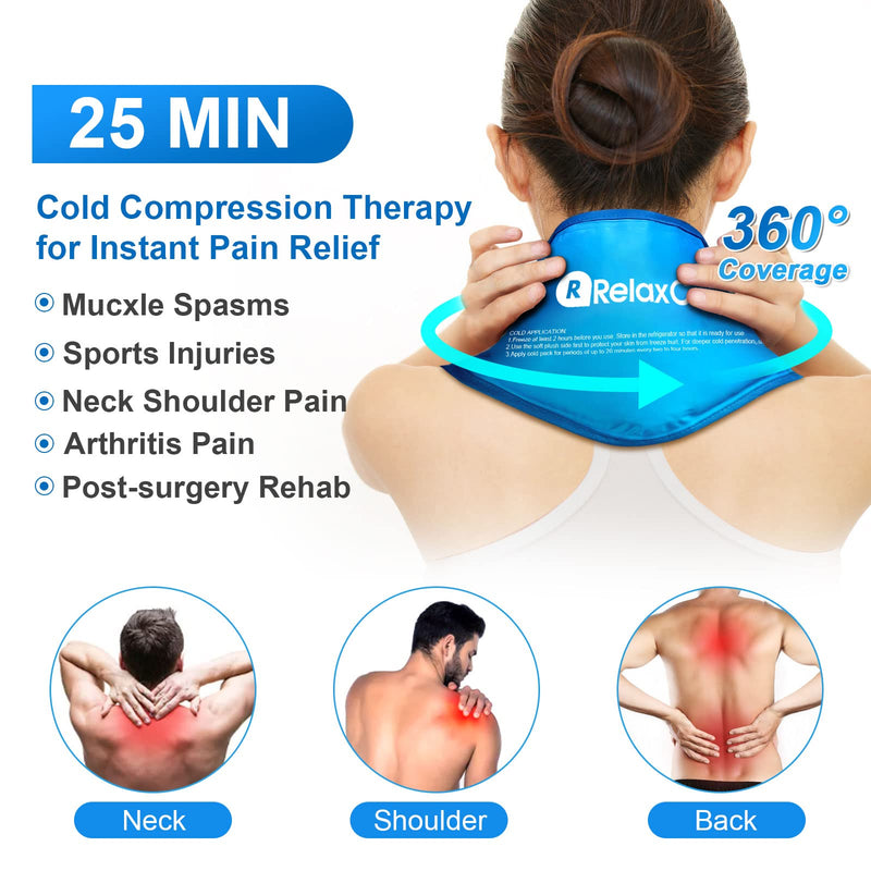 [Australia] - Neck Ice Pack Wrap, Reusable Gel Ice Pack for Neck Shoulders, Cold Compress Therapy for Pain Relief, Injuries, Swelling, Bruises, Sprains, Inflammation and Cervical Surgery Recovery Blue-1 Pack 1.0 