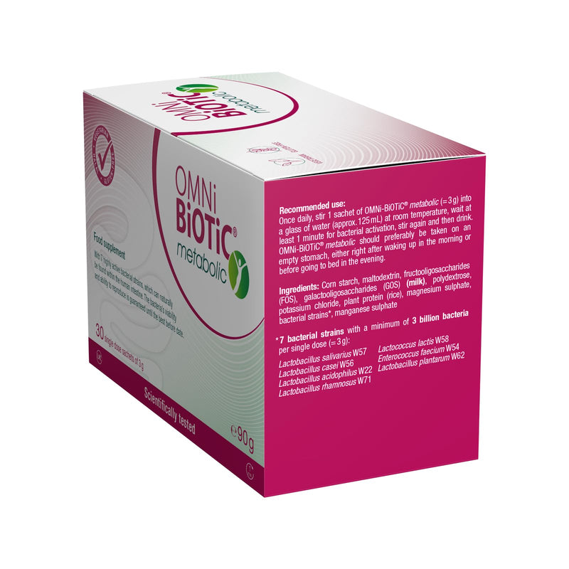 OMNi BiOTiC metabolic | Balance in The Intestine | Probiotic with Highly Active Intestinal Bacteria | 30 Sachets | Powder | Vegetarian | Gluten-Free | for Daily Use