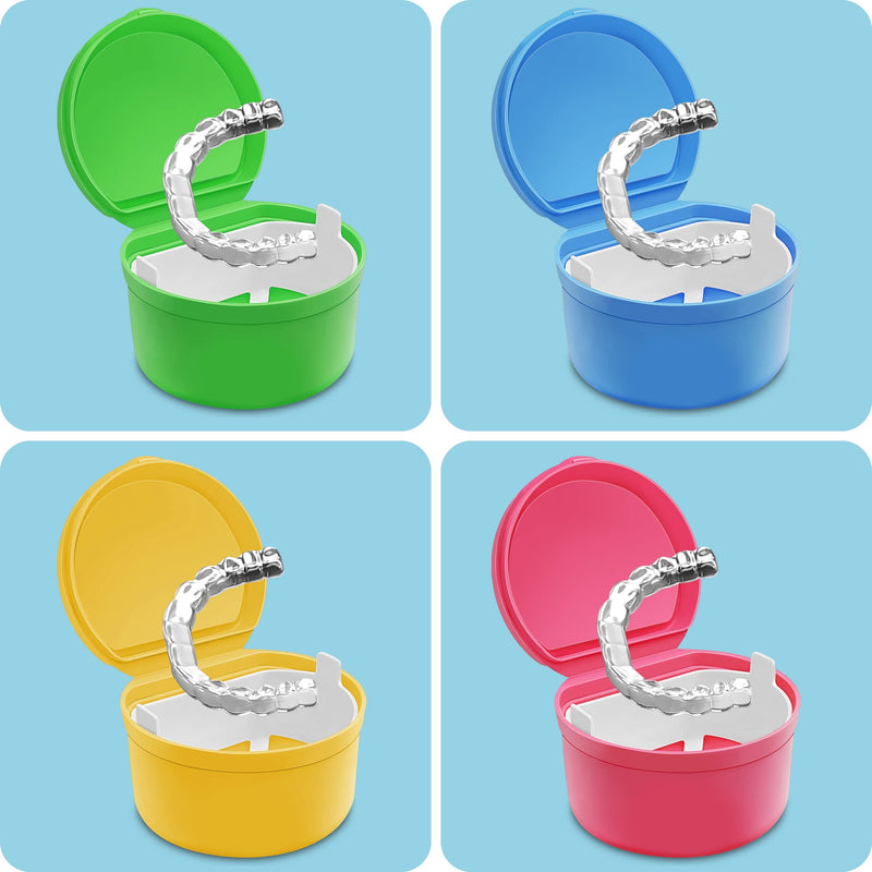 [Australia] - Colorful Denture Bath, Denture Case With Strainer For Soaking Dentures, Retainers, Mouth Guard & Night Guard, Large Denture Cup For a Set Of Full Dentures For Travelling & Daily Cleaning(Green) Green 