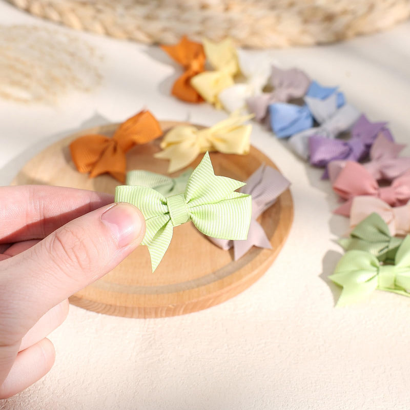 [Australia] - 24PCS 2inch Baby Hair Clips, Oaoleer Baby Girls Fully Lined Baby Bows Hair Pins Tiny Hair Bows Alligator Clips for Baby Girls Infants Toddlers 12 Colors in Pairs (Style D) Style D 