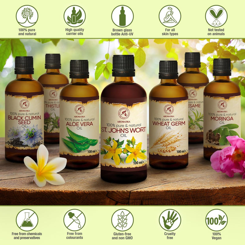 [Australia] - St Johns Wort Infused Oil 3.4 Fl Oz - 100ml - Hypericum Perforatum - 100% Pure & Natural - St. John's Wort Oil for Intensive Care Face - Body - Skin - Hair - Massage - Great w/Essential Oil 3.4 Fl Oz (Pack of 1) 