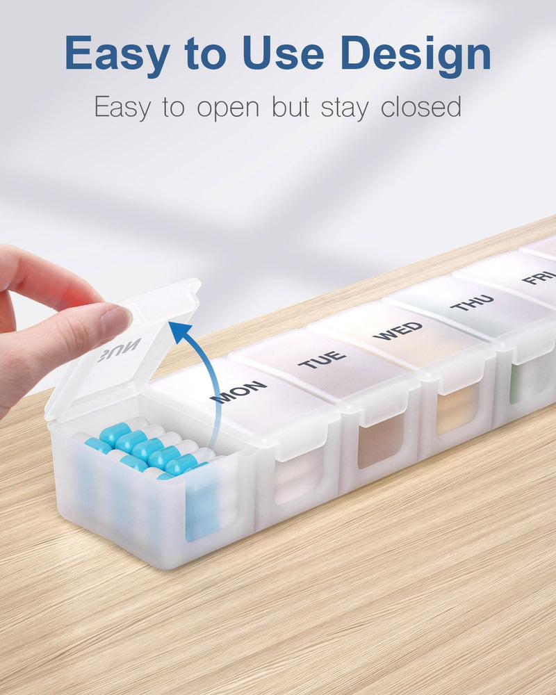 [Australia] - Extra Large Pill Organizer Weekly, KAPENS Daily Pill Case Box Large Capacity Compartments, 7 Day Pill Containers for Medicine Supplements Vitamin Fish Oil White 