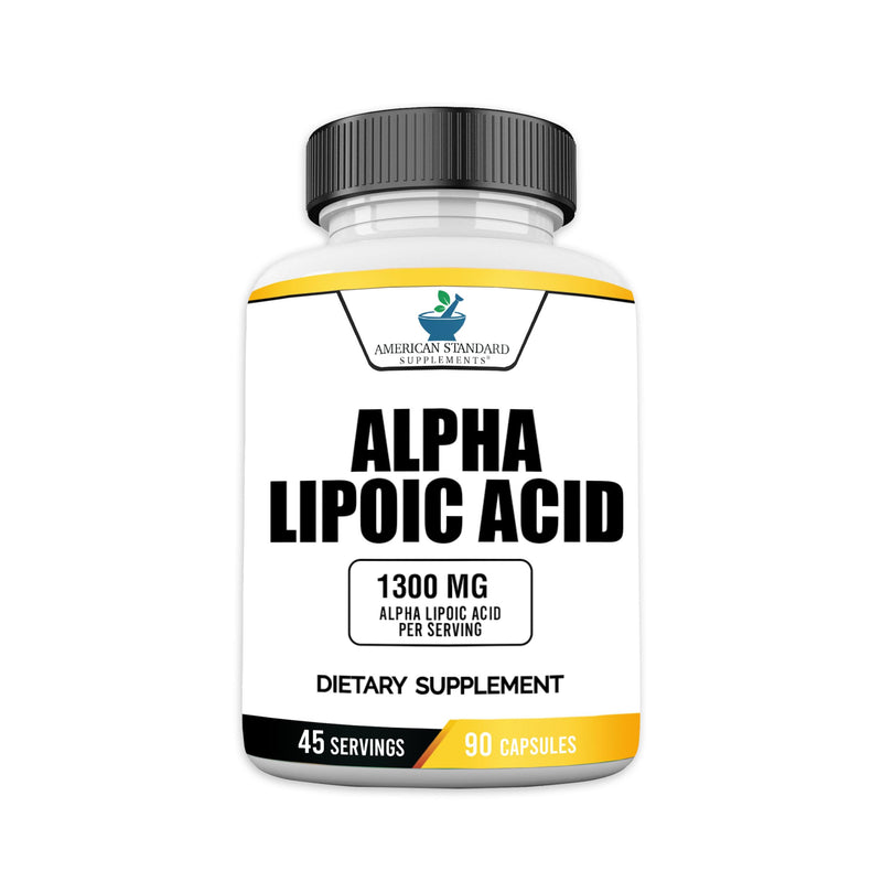 American Standard Supplements Alpha Lipoic Acid 1300mg Per Serving - Vegan, Gluten Free, Non-GMO, 90 Capsules, 45 Servings 90 Count (Pack of 1)