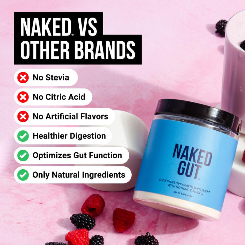 [Australia] - NAKED Gut - Daily Gut Health Supplement - Natural Gut Health Powder for Gut Cleanse, Digestive Support, GMO-Free, Soy-Free, Gluten-Free, Vegan and Hypoallergenic, 40 Servings 