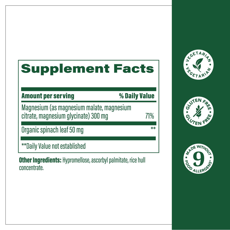 [Australia] - MegaFood Magnesium 300 mg - Highly absorbable blend of Magnesium Glycinate, Magnesium Citrate & Magnesium Malate to Help Support Heart, Nerve Health and Relaxation - 60 Capsules (30 Servings) 60 Count (Pack of 1) 