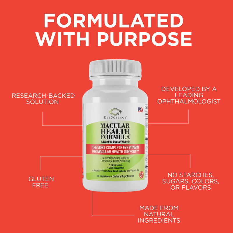 [Australia] - EyeScience Macular Health Beyond AREDS2 Formula, Advanced Ocular Vitamin - Containing Lutein, Zeaxanthin, Bilberry, and Vitamins C, D, E, and B6 (60 Day Supply) 1 