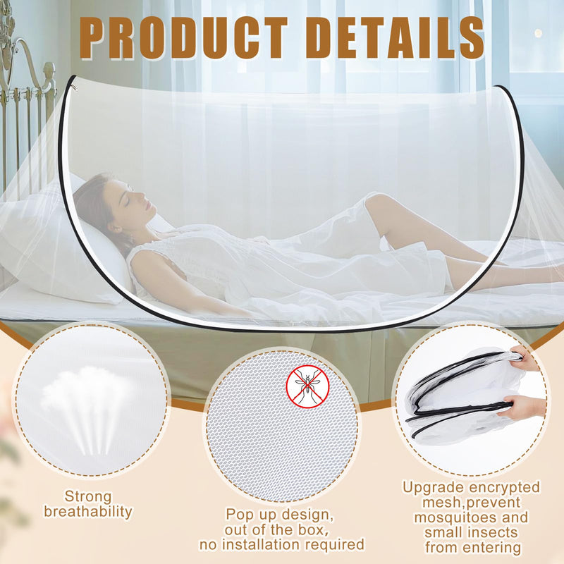 [Australia] - 2 Pcs Large Pop up Mosquito Tent Portable Foldable Mosquito Bug Net for Bed Camping Travel Patio Outdoor 78 * 31 * 22 Inch Bug Netting Mesh Tent Canopy for Adults Baby Bedroom White 