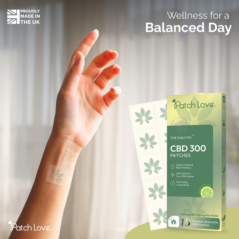 “The Daily Fix” CBD Patch - with OptiVie™ CBD Isolate 300mg, Bergamot Aromatherapy - Relaxation & Recovery Support - 15 Patches (20mg Each) - Vegan