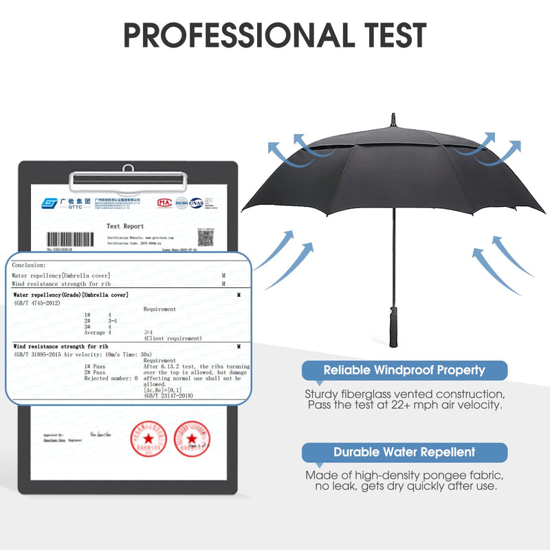 G4Free 54 Inch Strong Windproof Large Umbrella for Rain 62 Inch Automatic Open Golf Umbrella Oversize