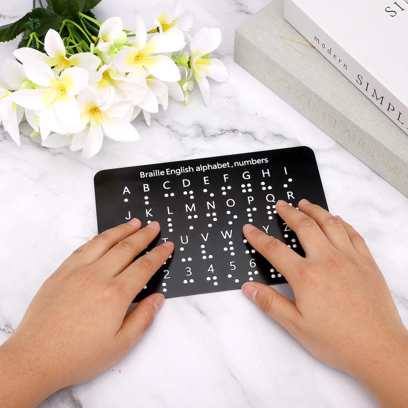 Braille Alphabet Board with Raised Dots, 19x12cm/7.5x5in Braille Alphabet and Number Board Learning Letter Fingerboard for Beginners Blind Children & Adults Teaching Aid