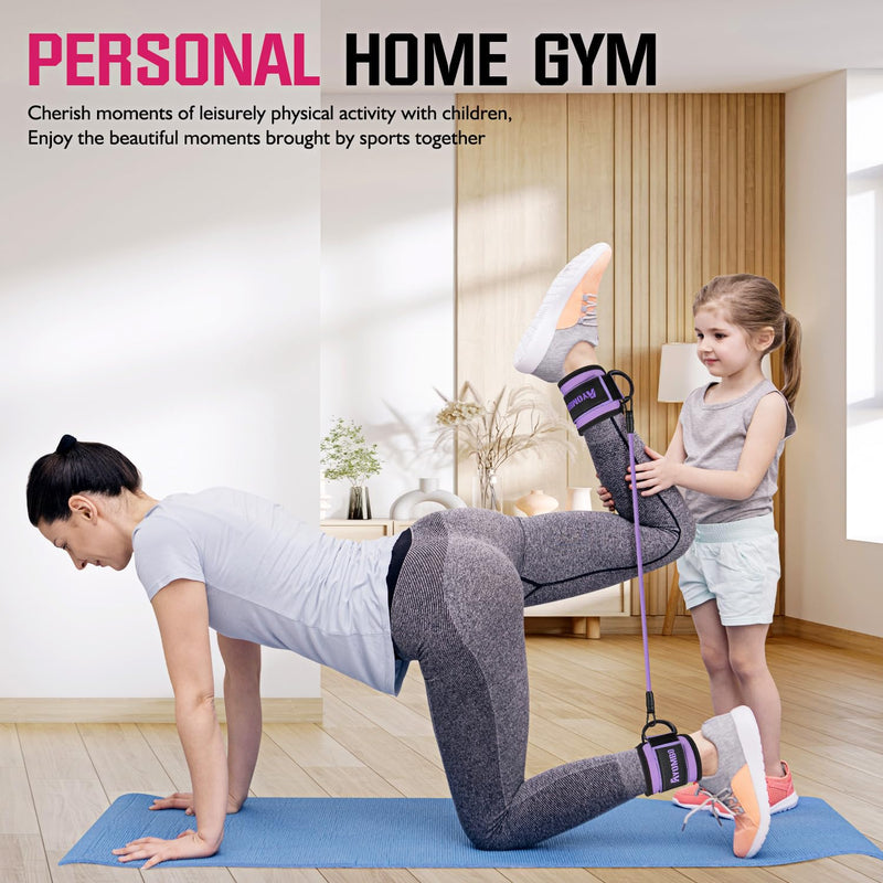 [Australia] - Ankle Resistance Bands with Cuffs, Home Gym Workout Equipment, Lifting Glute Butt Exercise Equipment for Women, Ankle Weights Fitness Set, Leg Booty Equipment for Training Perfect Body Shape 1-Purple New-60LBS 