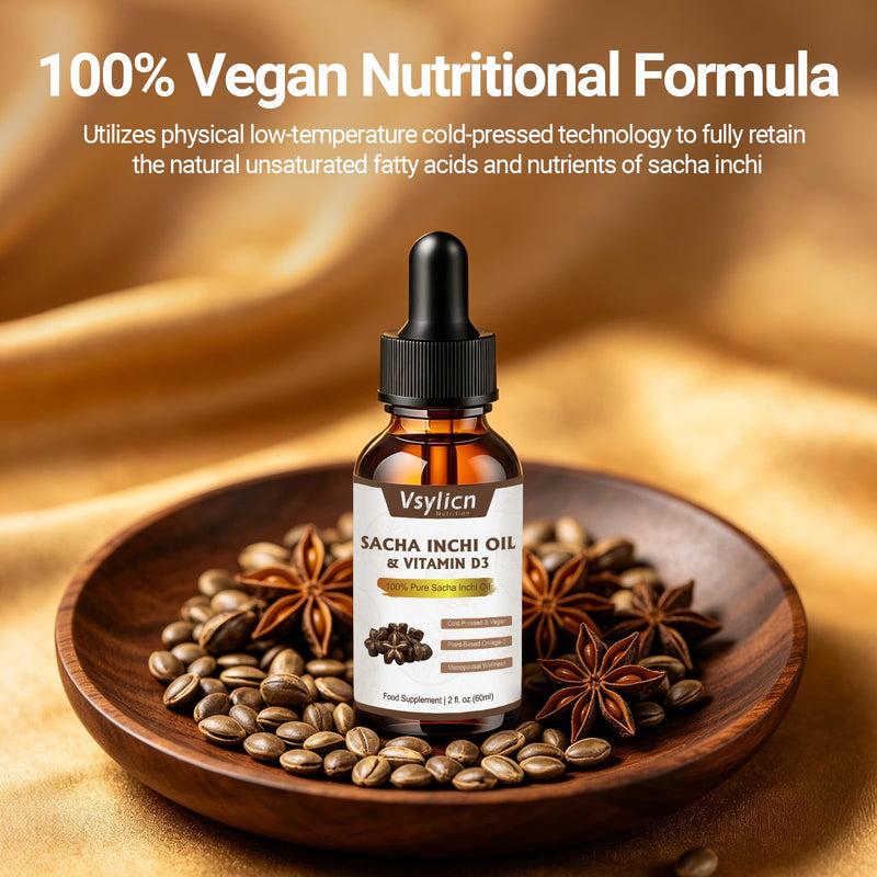 Sacha Inchi Oil with Omega 3 Fish Oil + Vitamin D3, Joint Supplements for Men & Women, Advanced Joints & Cartilage Support, for Brain and Body, 60ml, No Additives & Vegan