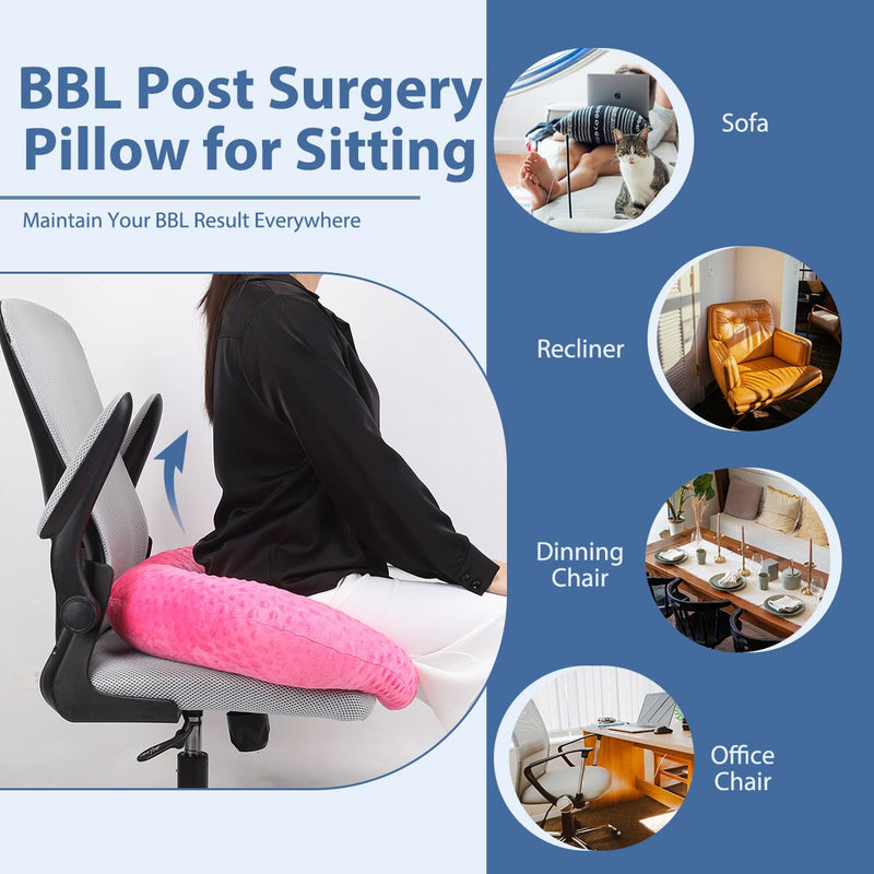 [Australia] - BBL Pillow After Surgery, BBL Pillow for Sitting Sleeping Driving, Hemorrhoid Pillow Seat Support Cushio for Butt with Hole, Butt Donut Pillow for Woman (Rose Red) Rose Red 