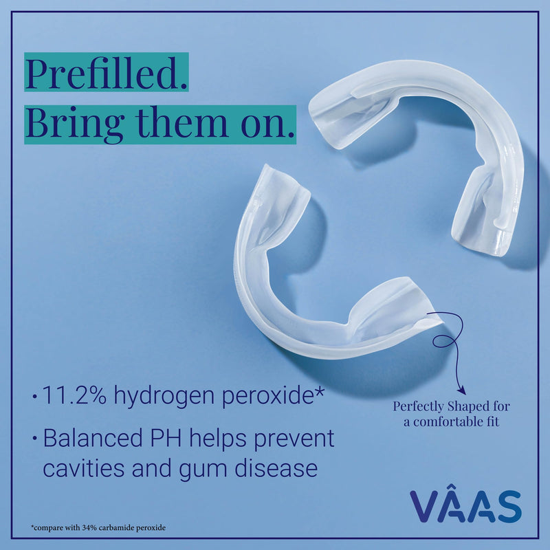 [Australia] - VAAS Prefilled Teeth Whitening Trays, Hydrogen Peroxide (11.2%) Teeth Whitening Kit 11.2%,14 Pack (7 Treatments), Mint Flavor, Kosher by Everest 