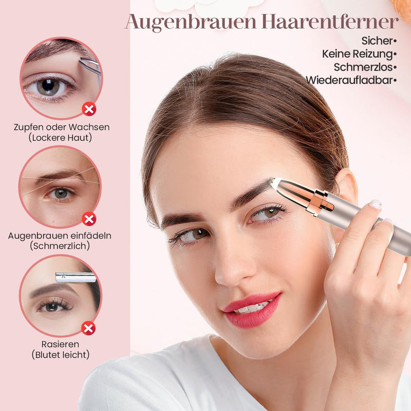 [Australia] - Eyebrow razor electric eyebrow trimmer women: electric eyebrow epilator precision eyebrow trimmer women, painless eyebrow hair remover for women rose golden 