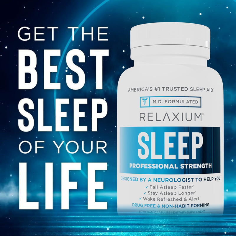 Relaxium Sleep Aid for Adults, Melatonin Sleep Supplement to Support Longer Sleep, Non-Habit Forming, Magnesium, Ashwagandha, 60 Capsules, 30-Day Supply 60 Count (Pack of 1)