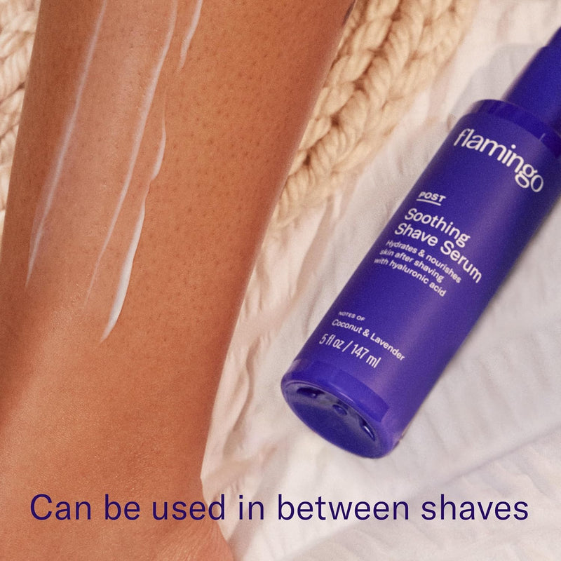 [Australia] - Flamingo 3-Step Shaving Set for Women - Smoothing Prep Scrub, Nourishing Shave Oil, and Soothing Post Shaving Serum - Glow Shave Collection Scrub, Shave Oil and Serum Kit 