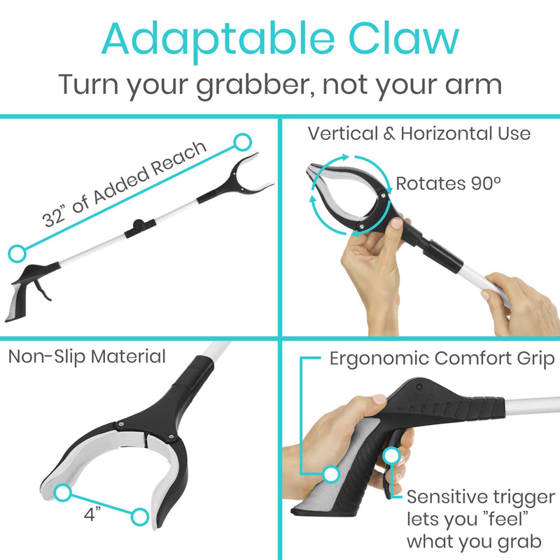 [Australia] - Vive 32" Grabber Reacher Tool - Foldable Pickup Stick with Rotating Jaw & Sensitive Trigger - Heavy Duty Mobility Grip Hand Aid - Extra Reach Extender Claw for Seniors, Elderly, Handicap 1 
