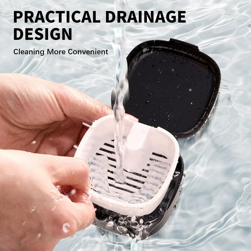 [Australia] - GUTERTOP Pack of 2 dentures box, denture box, denture box with sieve, portable braces box for storing dentures, dentures, pacifiers, braces (black, white). 