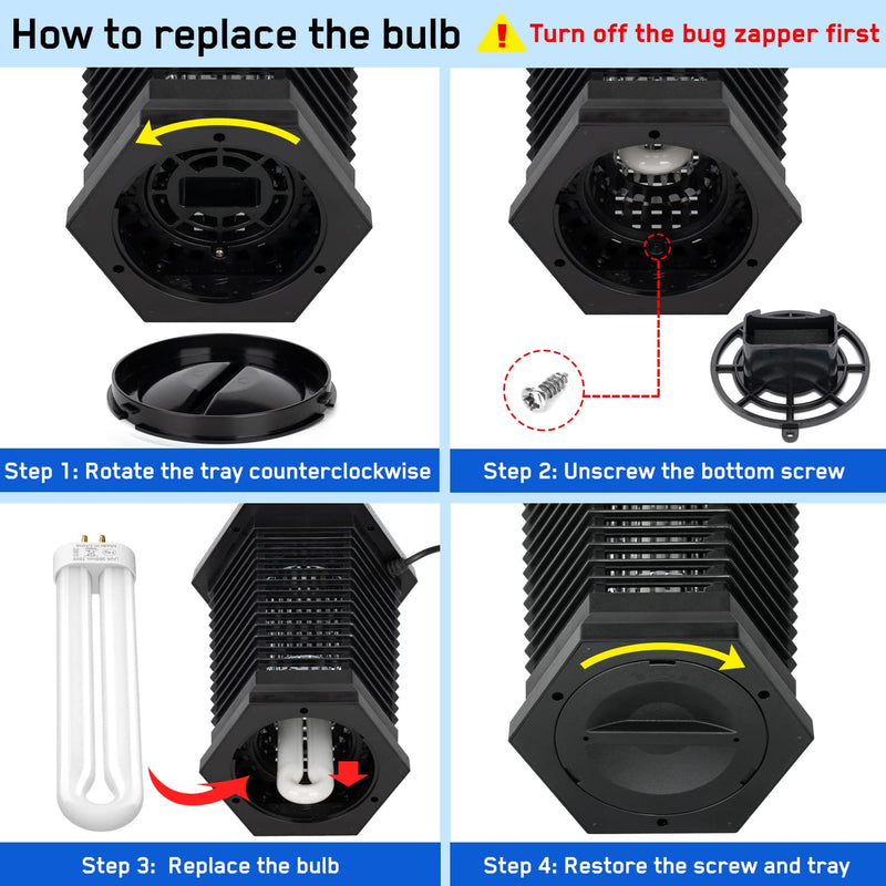 [Australia] - GOOTOP Replacement Bulb for Zap T6 Pro, K15, T9,X3,JY-02 Bug Zapper, 15W, 4-Pin Base, U-Tube Bulb Twin Tube Bulb 