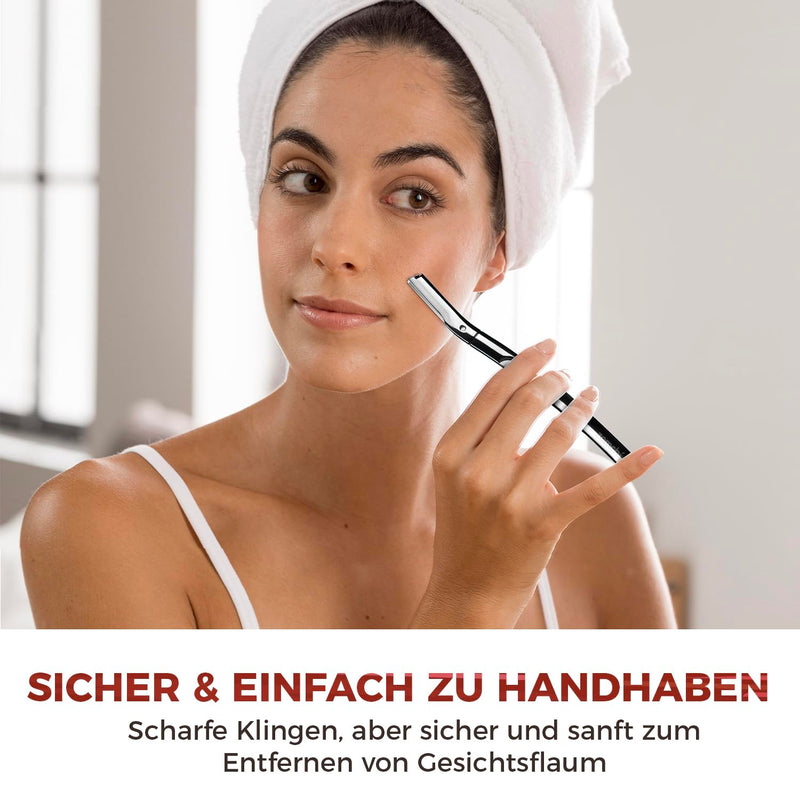 [Australia] - ZOMCHI Eyebrow Razor, Facial Razor for Men and Women, Eyebrow Trimmer with Precise Silicone Case, Facial Razor with 11 Blades (Silver) Metal Silver 