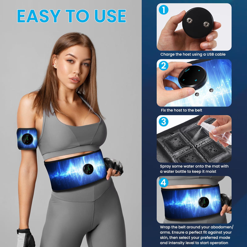 [Australia] - ABS Stimulator, Muscle Machine Workout Equipment, Ab Toning Belt Muscle Toner Fitness Training for Abdomen/Arm/Leg, Ab Trainer for Home Body Shape 